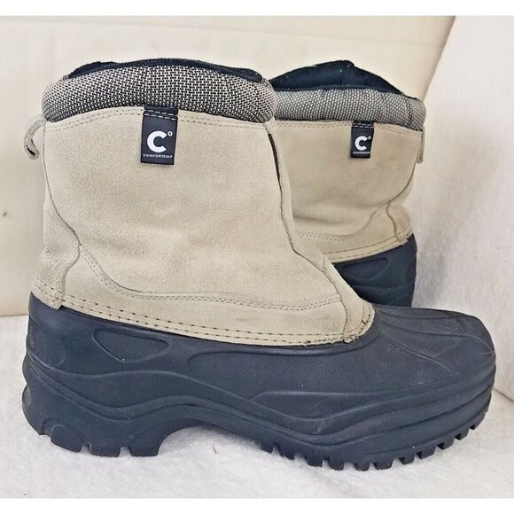 Due North beige suede insulated boot women's 10 low calf comfortemp rubber sole - Picture 2 of 9